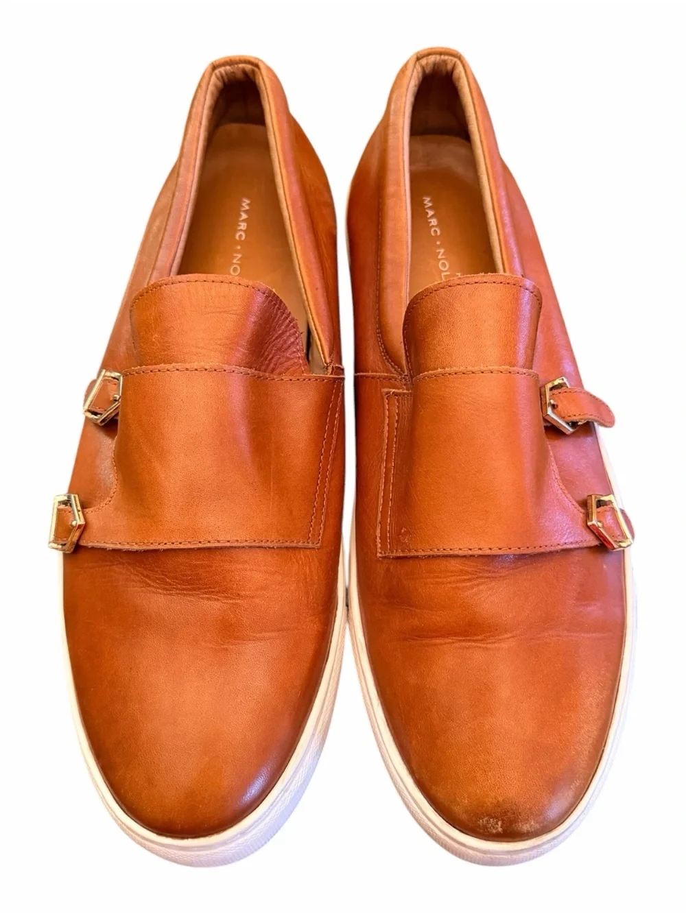 Kyler Cognac Leather Monk Strap Sneakers Sz 11